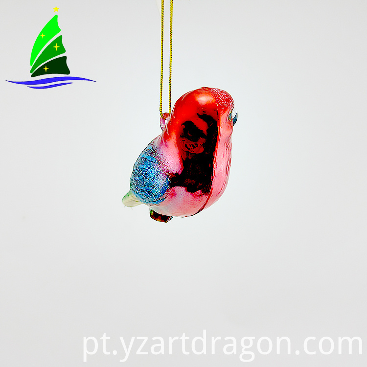 mão de vidro soprado natal colorido pássaro ornamento hand blown glass christmas colorful bird ornament